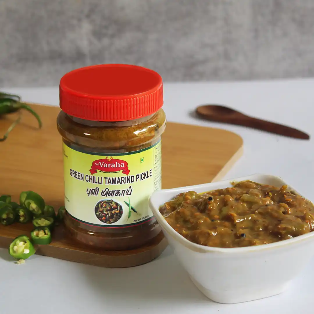 SriVaraha Foods Pulimilagai Pickle Oorugai Tamarind Green Chilli Pickle புளி மிளகாய் SriVaraha Foods Pulimilagai Pickle Oorugai Tamarind Green Chilli Pickle புளி மிளகாய்