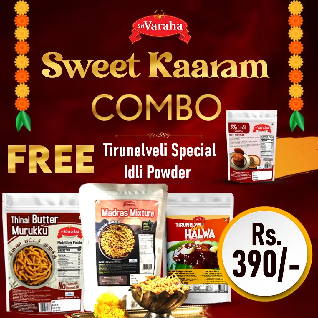 SweetKaaramComboSKC Tirunelveli Halwa Madras Mixture Thinai Butter Murukku SweetKaaramComboSKC Tirunelveli Halwa Madras Mixture Thinai Butter Murukku